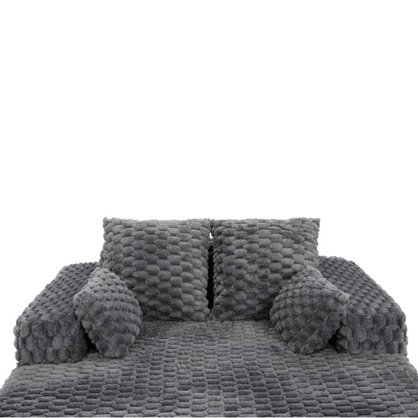 Cozycloud Light Grey Textured Fabric Lounge Chair Sofas Armchairs & Couches