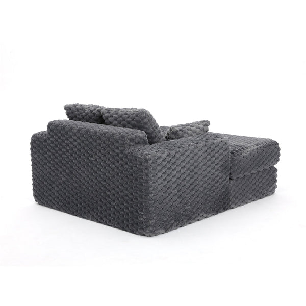 Cozycloud Light Grey Textured Fabric Lounge Chair Sofas Armchairs & Couches