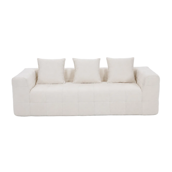 Monda Beige 3 Seater Compressed Sofa Modern Block Design Sofas Armchairs & Couches
