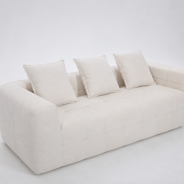 Monda Beige 3 Seater Compressed Sofa Modern Block Design Sofas Armchairs & Couches