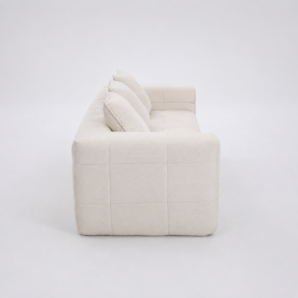 Monda Beige 3 Seater Compressed Sofa Modern Block Design Sofas Armchairs & Couches