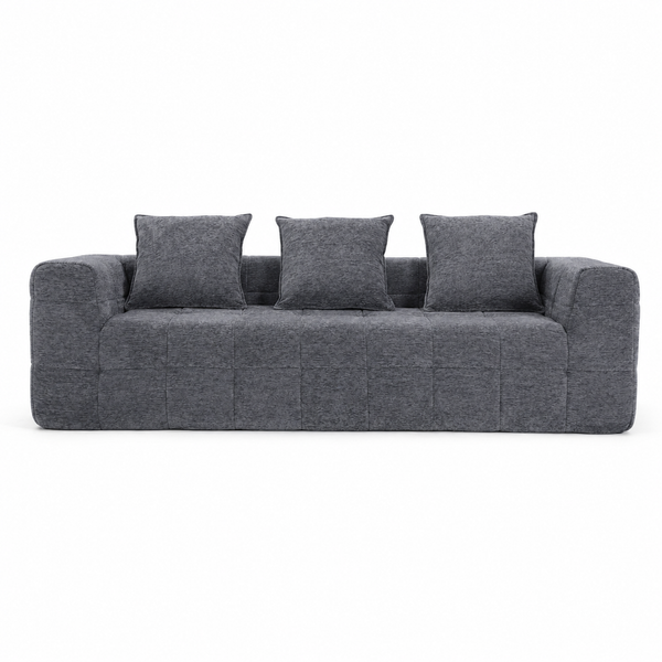 Monda 3 Seater Sofa Modern Block Design Soft Woven Fabric High Density Foam Sofas Armchairs & Couches