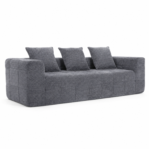 Monda 3 Seater Sofa Modern Block Design Soft Woven Fabric High Density Foam Sofas Armchairs & Couches