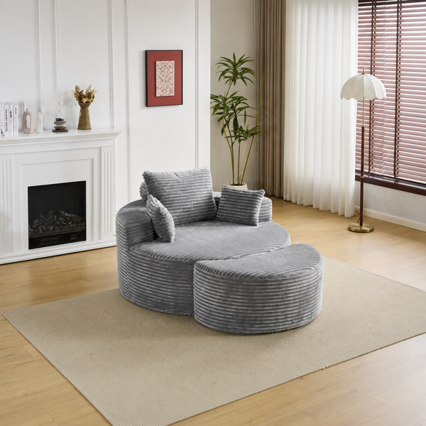 Leon Lounge Armchair Grey Modern Minimalist Design With Ottoman Sofas Armchairs & Couches