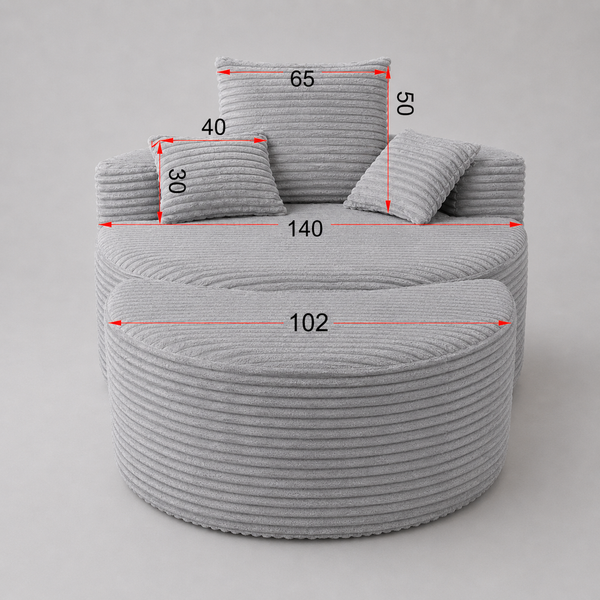 Leon Lounge Armchair Grey Modern Minimalist Design With Ottoman Sofas Armchairs & Couches