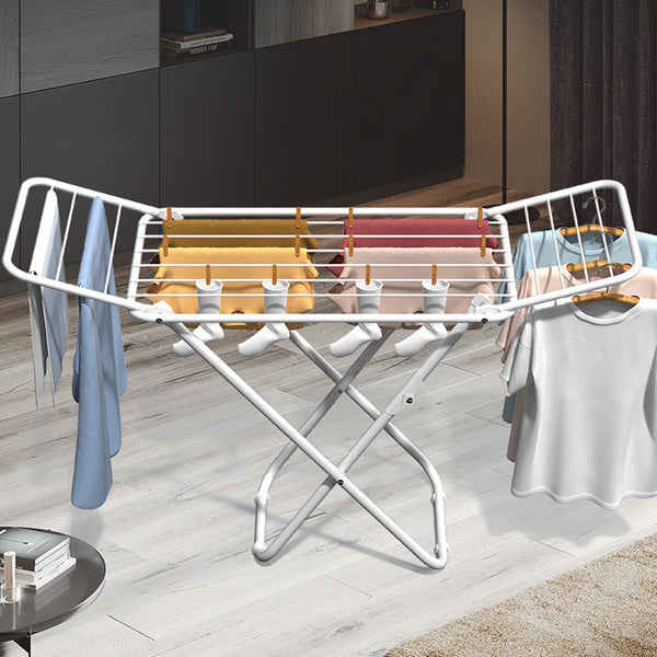 Upgrade Double Wing Floor Folding Drying Rack For Clothes Quilt Towel White Clothes Hangers
