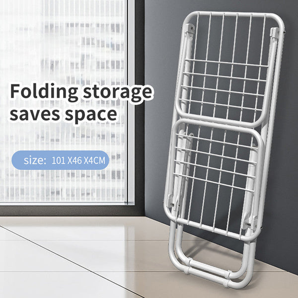Upgrade Double Wing Floor Folding Drying Rack For Clothes Quilt Towel White Clothes Hangers