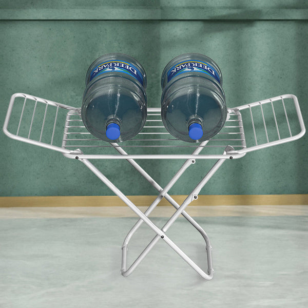Upgrade Double Wing Floor Folding Drying Rack For Clothes Quilt Towel White Clothes Hangers
