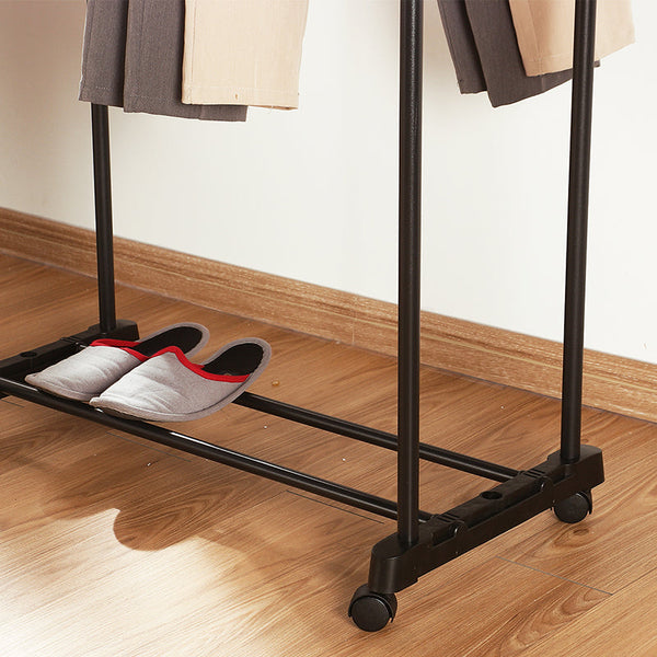 Double Rod Adjustable Clothes Rack With Pulley Back Garment Racks