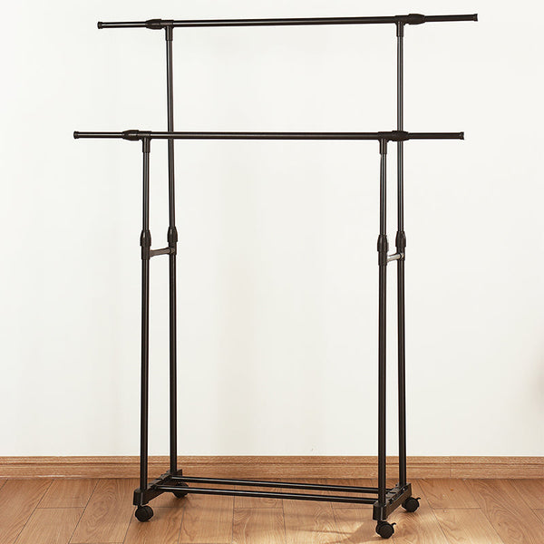 Double Rod Adjustable Clothes Rack With Pulley Back Garment Racks