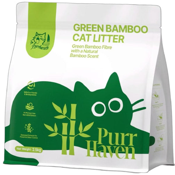 Purr Haven Green Bamboo | 3 Packs 2.5Kg Each Cat Litter