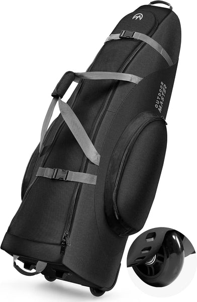 Outdoormaster Padded Golf Club Travel Bag With Wheels 900D Heavy Duty Oxford Waterproof Alligators Black Golf Club Bags