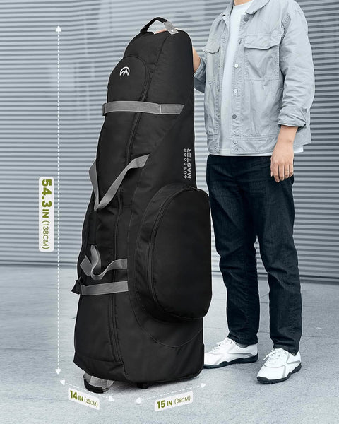 Outdoormaster Padded Golf Club Travel Bag With Wheels 900D Heavy Duty Oxford Waterproof Alligators Black Golf Club Bags