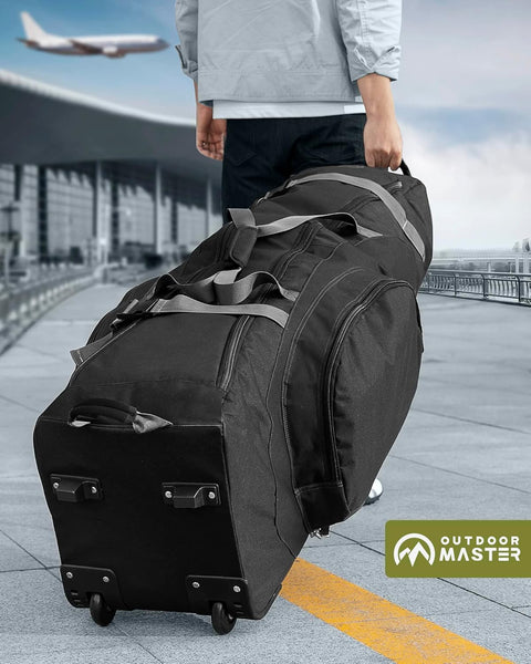 Outdoormaster Padded Golf Club Travel Bag With Wheels 900D Heavy Duty Oxford Waterproof Alligators Black Golf Club Bags