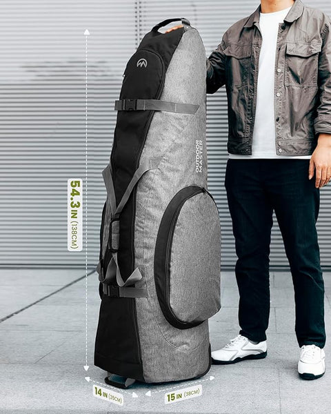 Outdoormaster Padded Golf Club Travel Bag With Wheels 900D Heavy Duty Oxford Waterproof Alligators Gray Golf Club Bags