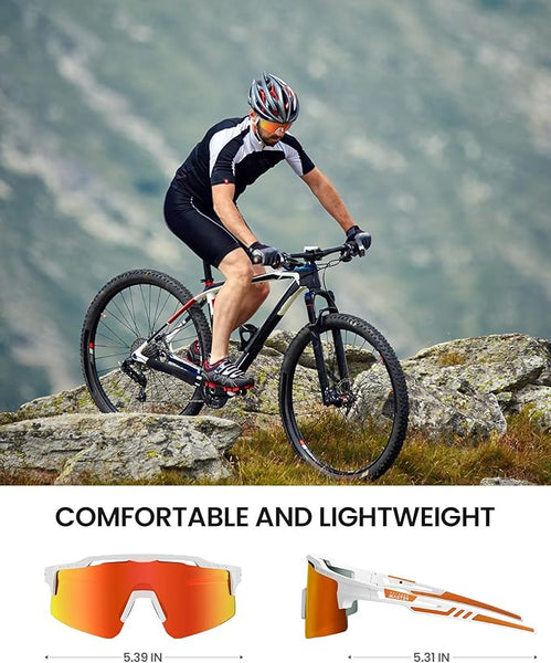 Outdoormaster Hawk Ii Polarized Sports For Men Women Tac 100% Uv400 Protection Tr90 Frame Cycling Baseball Running Fishing Golf Glasses White Frame+Re