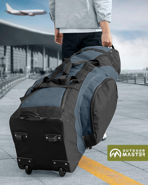 Outdoormaster Padded Golf Club Travel Bag With Wheels 900D Heavy Duty Oxford Waterproof Alligators Blue Golf Club Bags