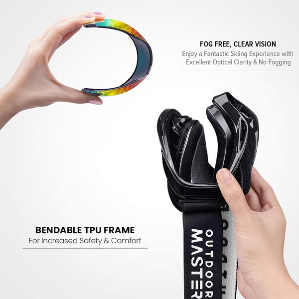 Outdoormaster Otg Ski Goggles Over Glasses Ski/Snowboard For Men Women & Youth 100% Uv Protection Om 5 Goggles & Sunglasses