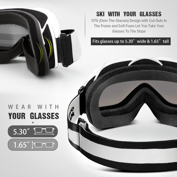 Outdoormaster Otg Ski Goggles Over Glasses Ski/Snowboard For Men Women & Youth 100% Uv Protection Om 5 Goggles & Sunglasses
