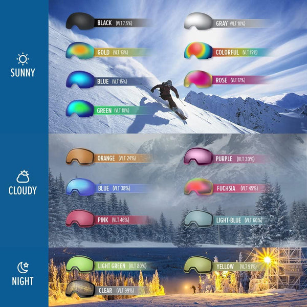 Outdoormaster Otg Ski Goggles Over Glasses Ski/Snowboard For Men Women & Youth 100% Uv Protection Om 5 Goggles & Sunglasses