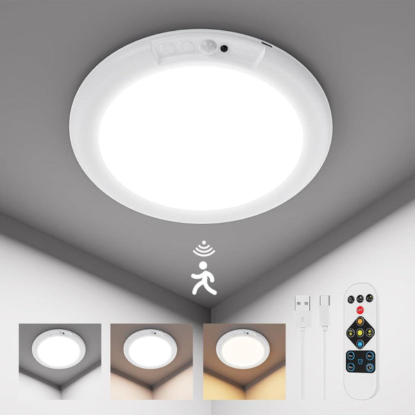 Rechargeable Motion Sensor Ceiling Light 3 Colors Dimmable Led Wall & Ceiling Lights