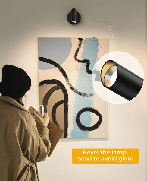 2 Pack Battery Operated Picture Light With Remote Control Dimmable Cct Black Wall Fixtures