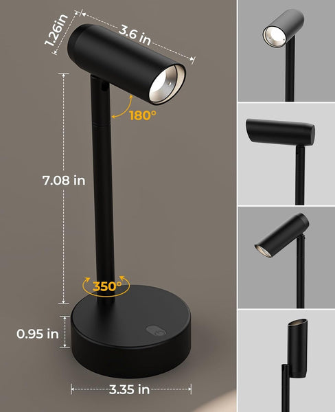 2 Pack Battery Operated Picture Light With Remote Control Dimmable Cct Black Wall Fixtures