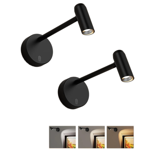 2 Pack Battery Operated Picture Light With Remote Control Dimmable Cct Black Wall Fixtures