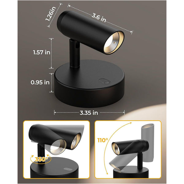 2Pk Rechargeable Spotlight For Plants Art Pictures No Glare Dimmable Wall Fixtures