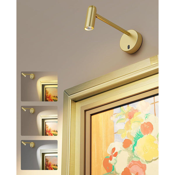 Battery Operated Picture Light With Remote Dimmable Cct Gold Finish Wall Fixtures