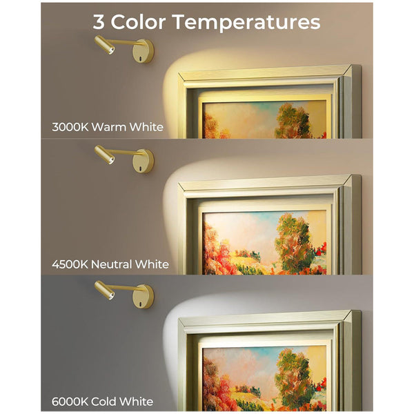 Battery Operated Picture Light With Remote Dimmable Cct Gold Finish Wall Fixtures