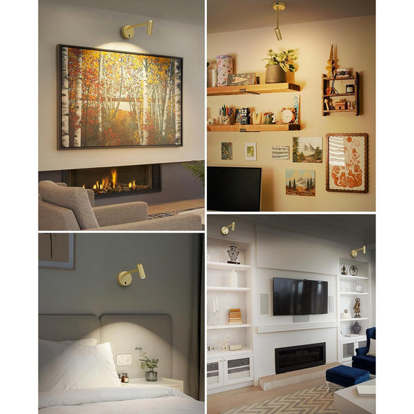 Battery Operated Picture Light With Remote Dimmable Cct Gold Finish Wall Fixtures