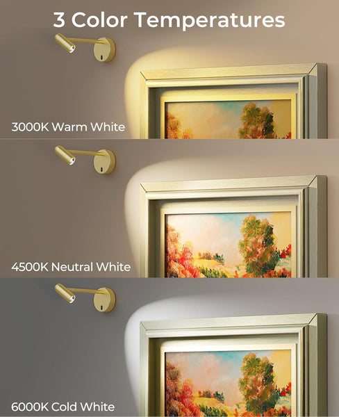 Battery Operated Picture Light With Remote Control Dimmable Cct Art Wall Fixtures