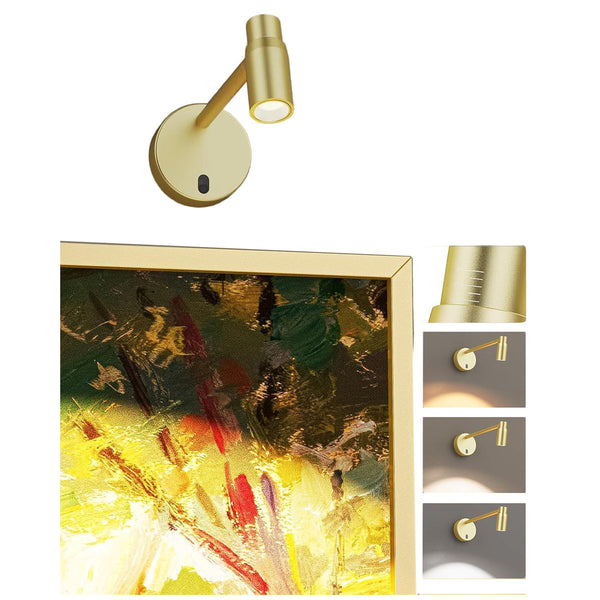 Zoomable Battery Operated Picture Light With Remote Gold 1Pc Wall Fixtures