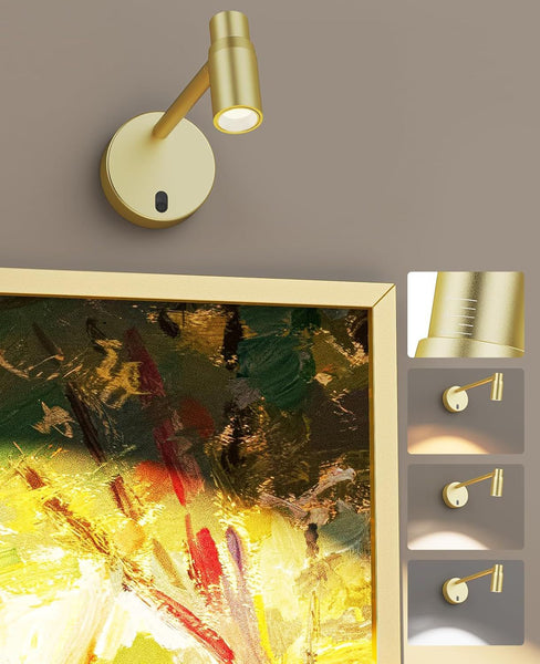 Zoomable Battery Operated Picture Light With Remote Gold 1Pc Wall Fixtures
