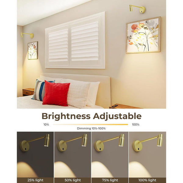 Zoomable Battery Operated Picture Light With Remote Gold 1Pc Wall Fixtures