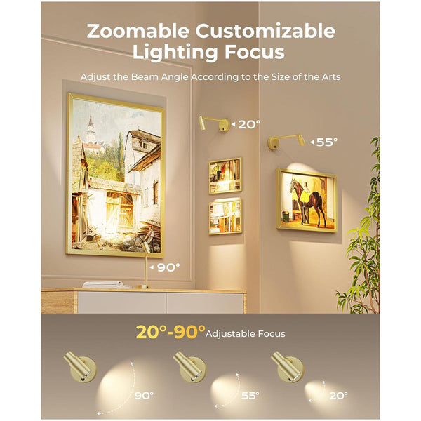 Battery Operated Picture Light With Remote Dimmable Cct Spotlight For Art Wall Fixtures