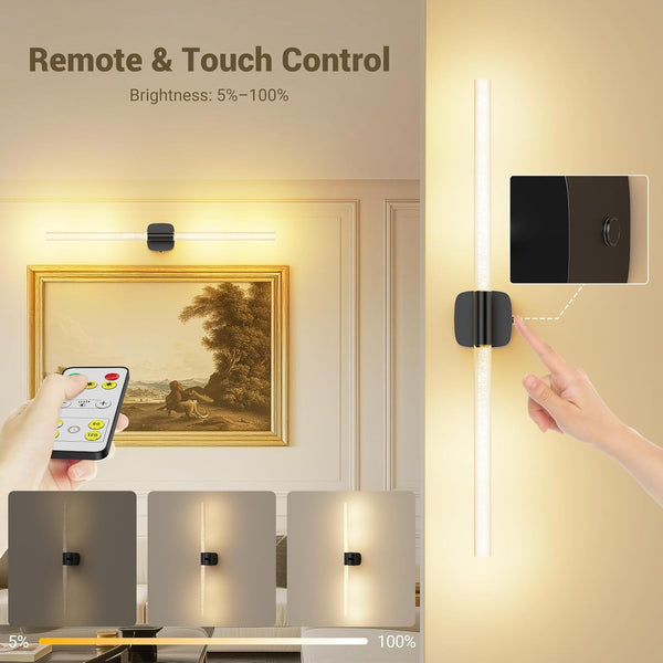 Black Battery Operated Wall Sconce Set Of 2 Rechargeable Wireless Lights Wall Fixtures