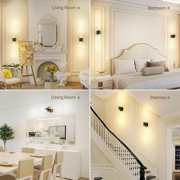 Black Battery Operated Wall Sconce Set Of 2 Rechargeable Wireless Lights Wall Fixtures
