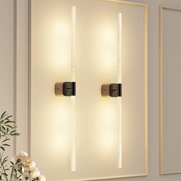 Black Wireless Wall Sconce Set Of 2 Rechargeable Remote Control 360 Rotatable Wall Fixtures