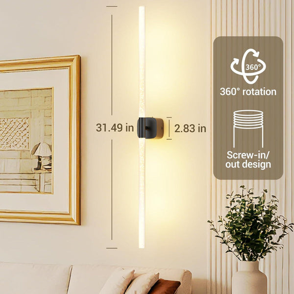 Black Wireless Wall Sconce Set Of 2 Rechargeable Remote Control 360 Rotatable Wall Fixtures