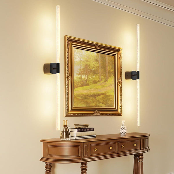 Black Wireless Wall Sconce Set Of 2 Rechargeable Remote Control 360 Rotatable Wall Fixtures