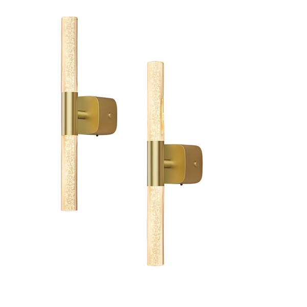 Set Of 2 Rechargeable Battery Operated Wall Sconces Dimmable Brushed Gold Wall Fixtures