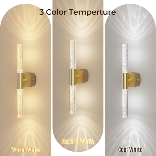 Set Of 2 Rechargeable Battery Operated Wall Sconces Dimmable Brushed Gold Wall Fixtures