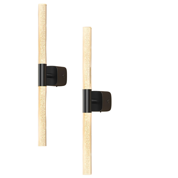 Set Of 2 Black Rechargeable Crystal Wall Sconces Dimmable & 350 Rotate Wall Fixtures