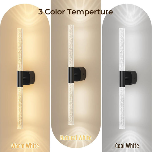 Set Of 2 Black Rechargeable Crystal Wall Sconces Dimmable & 350 Rotate Wall Fixtures