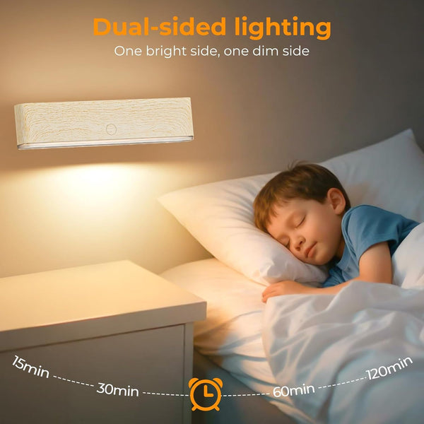 2 Pack Beech Magnetic Wireless Led Wall Sconces With Remote & Touch Control Wall Fixtures