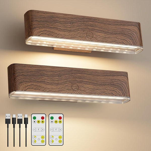 Magnetic Wireless Led Wall Sconces 2 Pack 3 Color Temp 360 Rotatable Wall Fixtures