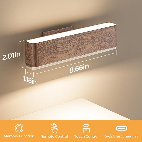 Magnetic Wireless Led Wall Sconces 2 Pack 3 Color Temp 360 Rotatable Wall Fixtures