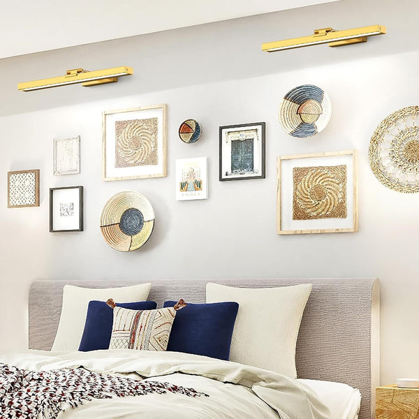 16" Battery Operated Picture Light With Remote Gold Wall Fixtures